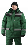 Зимний костюм для работы URSUS Передовик" с п/к тёмно-зеленый с черным -25°C"