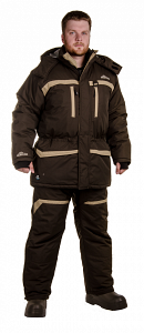 Зимний костюм для рыбалки «Cоболь» -45 (Таслан, темный хаки) GRAYLING